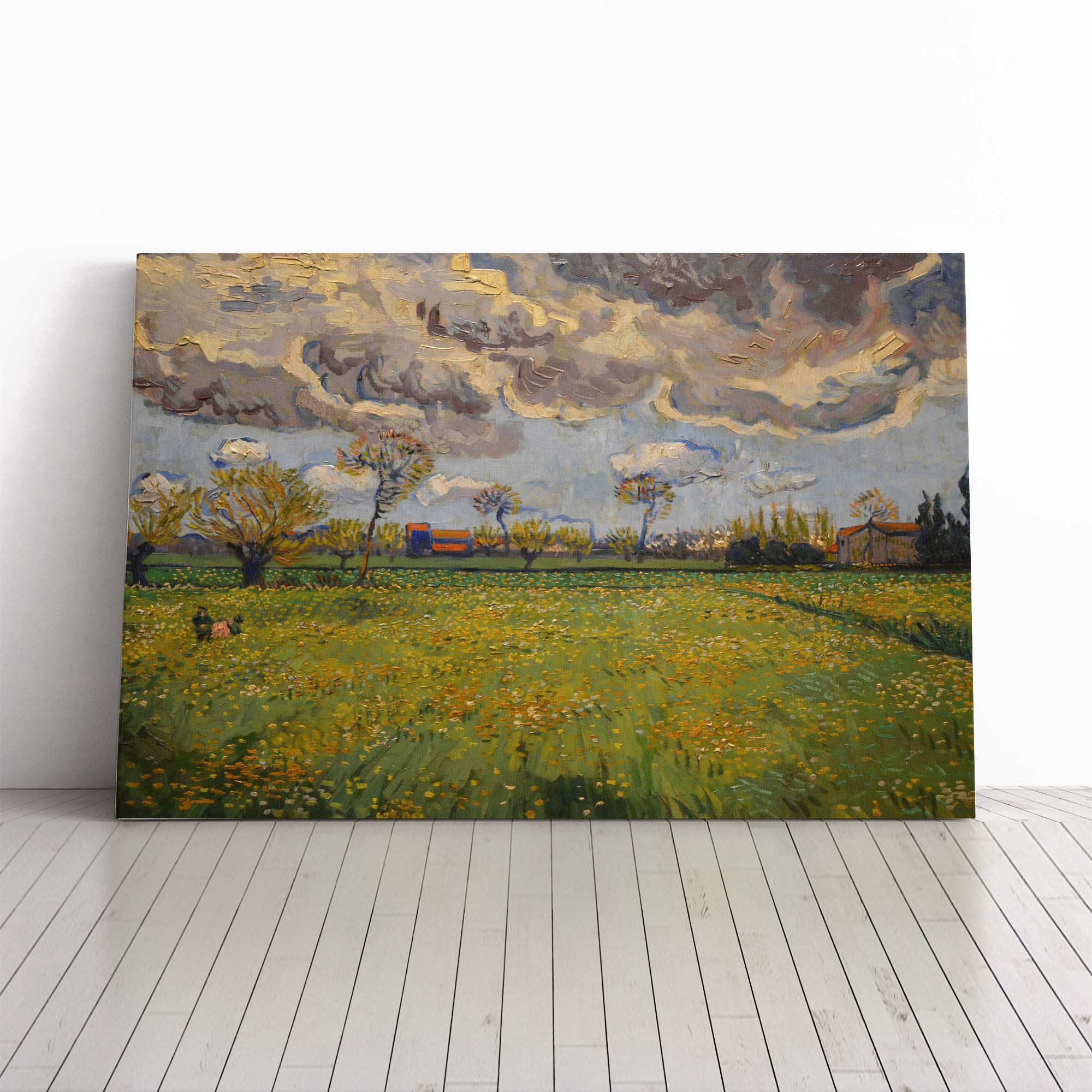 Vincent Van Gogh Stormy Sky Landscape Canvas Print | Gallery Wrapped 30mm Frame Wall Art | 20x14 inches | Ready to Hang | Modern Landscape Picture | Living Room Bedroom Lounge Office