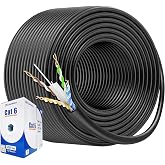 Cable Matters [UL Listed] 10Gbps 23AWG Cat 6 Bulk Cable, 500ft, Black | In-Wall CM Rated, Bare Copper, Solid U/UTP, Cat6 Bulk Ethernet Cable
