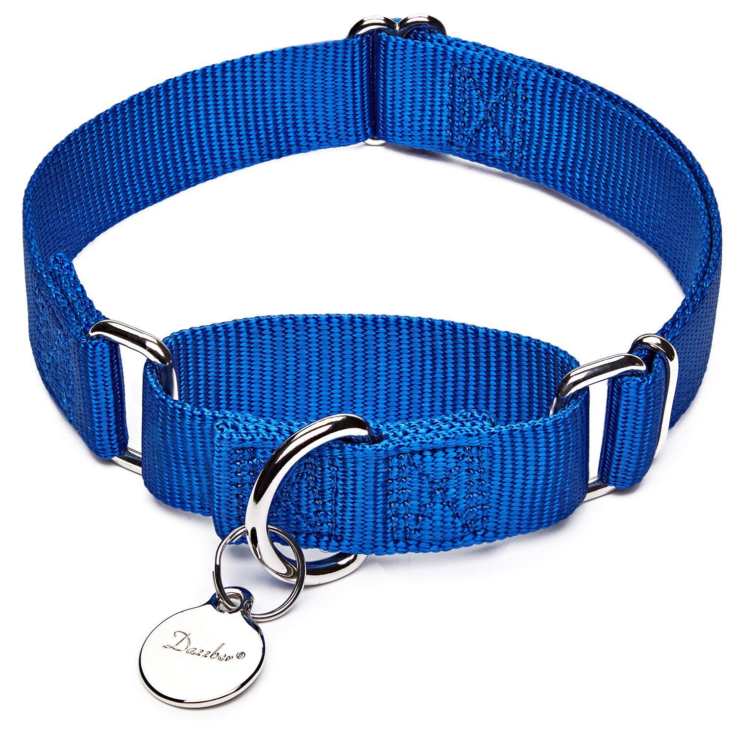 Dazzber Martingale Collars for Dogs Adjustable Durable Dog Collar Solid Color Nylon Dog Collars for Large/Medium/Small Dogs (Medium (Pack of 1), Royal Blue)