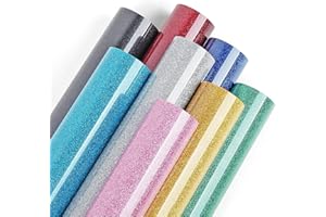Lya Vinyl Glitter HTV Heat Transfer Vinyl, 8 Pack 12" x 10" Glitter HTV Vinyl Sheets for Cricut - Iron on Vinyl for T-Shirts Fabric