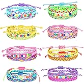 Sureio 24 Pcs Colorful Paracord Braided Friendship Bracelets Woven Beaded Surfer Stretch Kids Bracelet for Back to School Teen Girls Women Party Favors