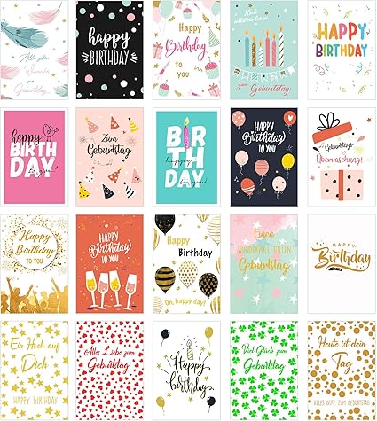 Edition Seidel Set Di Biglietti Di Compleanno Esclusivi Con Busta Biglietto Di Auguri Di Compleanno Per Uomo E Donna Con Scritta Happy Birthday Billet Amazon It Cancelleria E Prodotti Per Ufficio