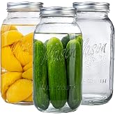 WELLIFE 3 Pack 64oz Wide Mouth Mason Jars,Half Gallon Mason Jar for Pickling, Canning, Fermenting and Food Storage, Microwave