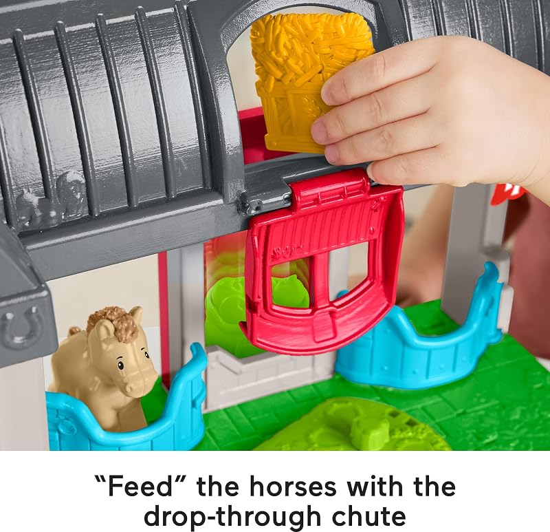 Conjunto de Brincadeiras de Cavalos Little People com Carruagem, Cavalo, Pónei e Figura, Brinquedo com Sons para Bebés +1 Ano (HWR84)