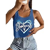Baseball Mom Tank Tops Women: Baseball Crop Tank Funny Baseball Heart Graphic Game Day Crop Sleeveless Tops