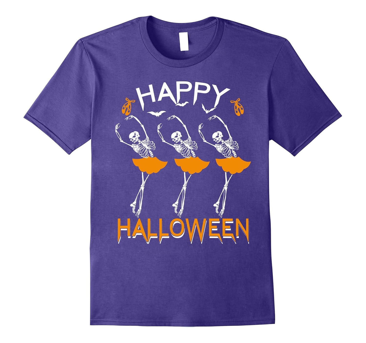 Happy Halloween Ballet Dancing Skeleton Ballerina T-Shirt-ANZ