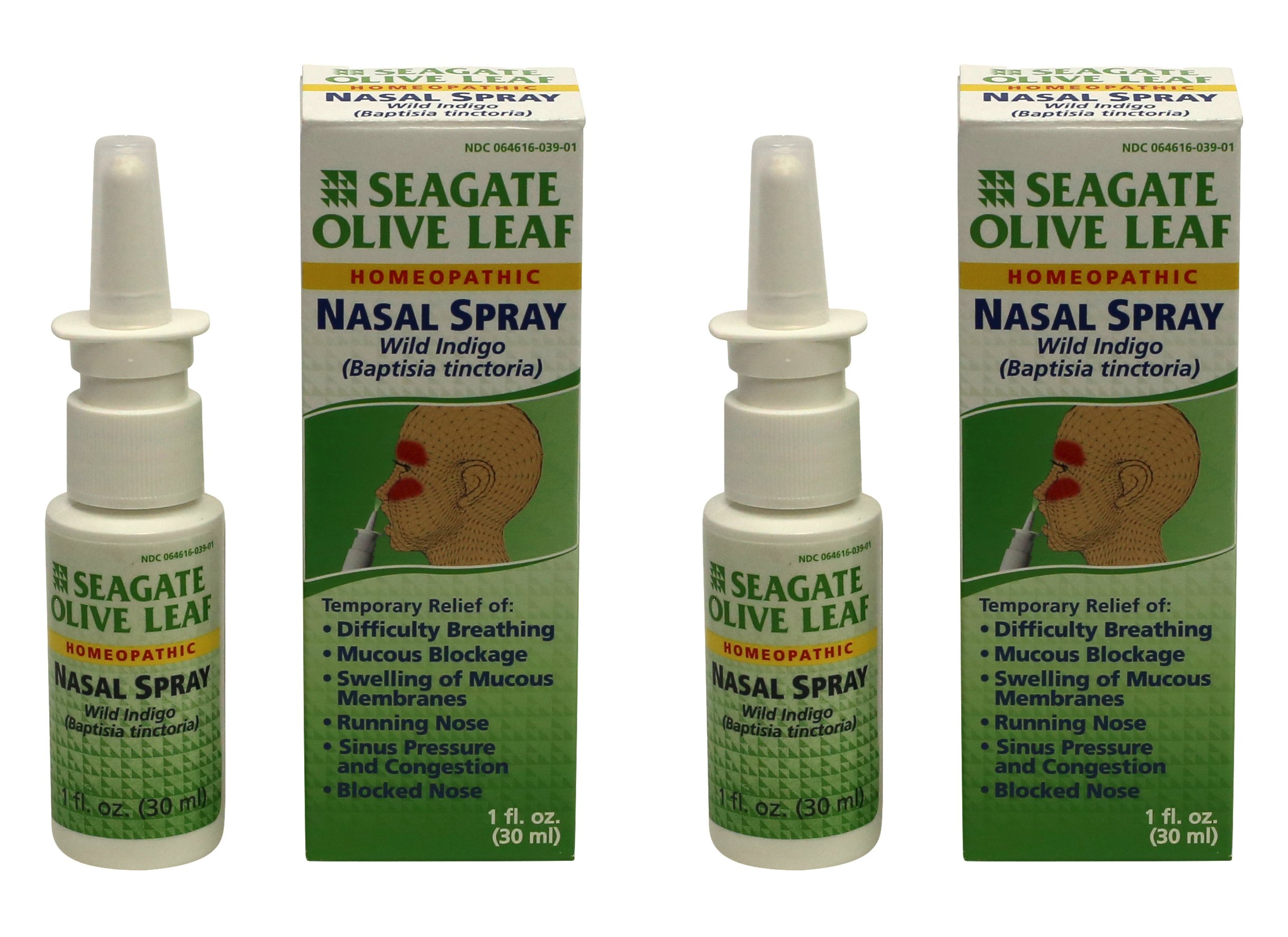 Seagate Products Homeopathic Olive Leaf Nasal Spray 1 oz Bottle, 2 Pack