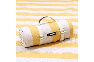 HX&OD Extra Large Picnic Outdoor Blanket, 80”x80” Waterproof Picnic Mat Foldable Camping Blanket Portable with Carry Strap for Beach Mat Outdoor Camping Party(Yellow)