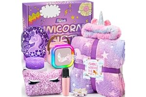 Toylink Unicorn Gifts for Girls Age 4 5 6 7 8 9 10, Kids Unicorn Toys with Mini Karaoke Machine/Glowing Blanket/Night Light/Headband/Bracelets, Birthday Graduation Gifts for Daughter Niece