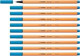STABILO point 88 Fineliner Pack of 10 Azure - 0.4 mm, metal-cased