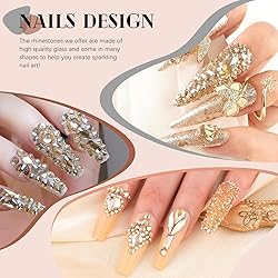 1680Pcs Champagne Gold Glass Nail Rhinestones