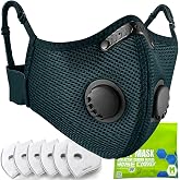 BASE CAMP Family Pack Dust Mask, Breathable Reusable Respirator Mask with 6 Activated Carbon Filters(Dark Tiber)