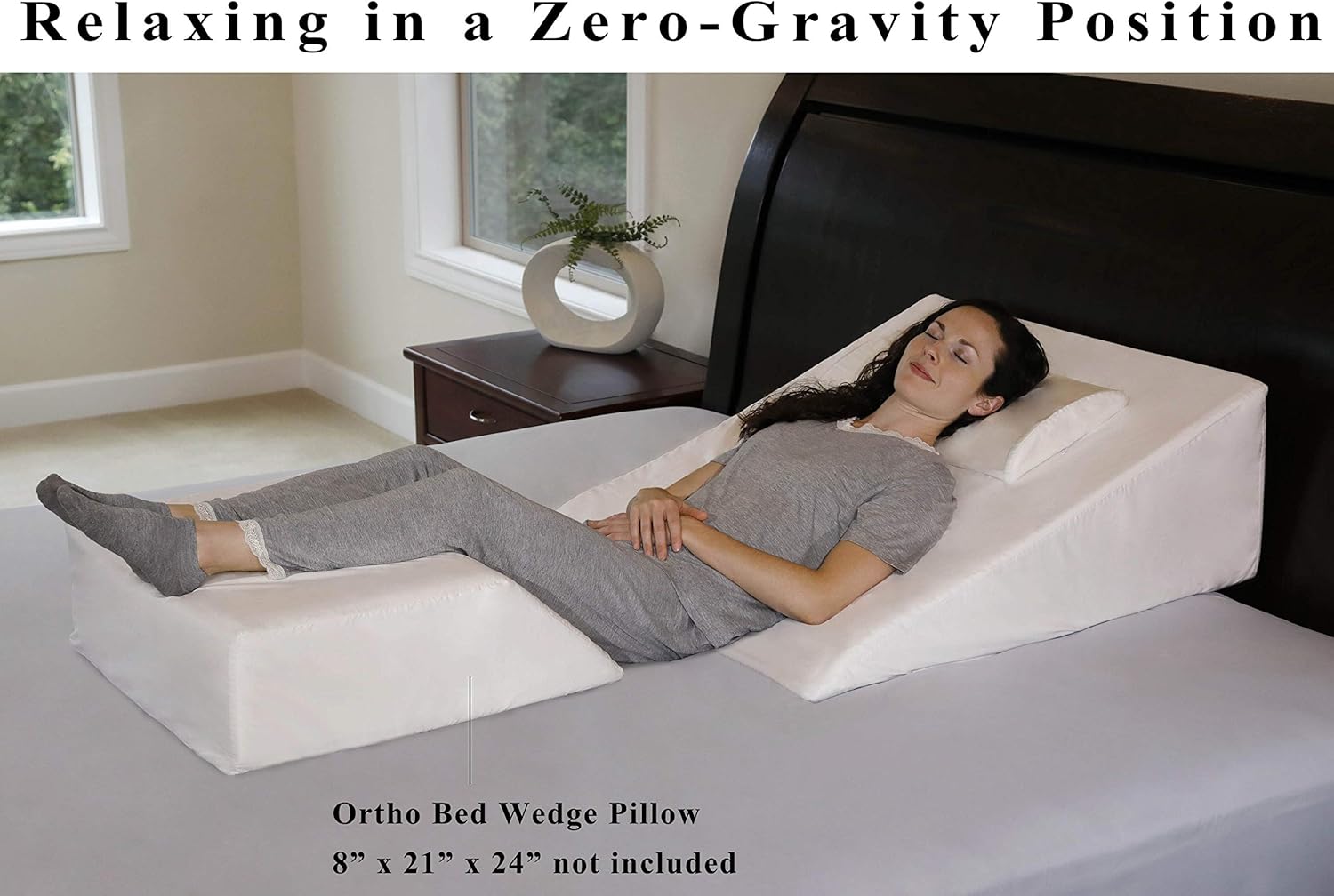 InteVision Extra Large Bed Wedge Pillow (33" x 30.5" x 12") & Headrest Pillow in ONE Package - 100% Egyptian Cotton Cover - Helps Relief from Acid Reflux, Post Surgery - 2" Memory Foam Top: Health & Personal Care