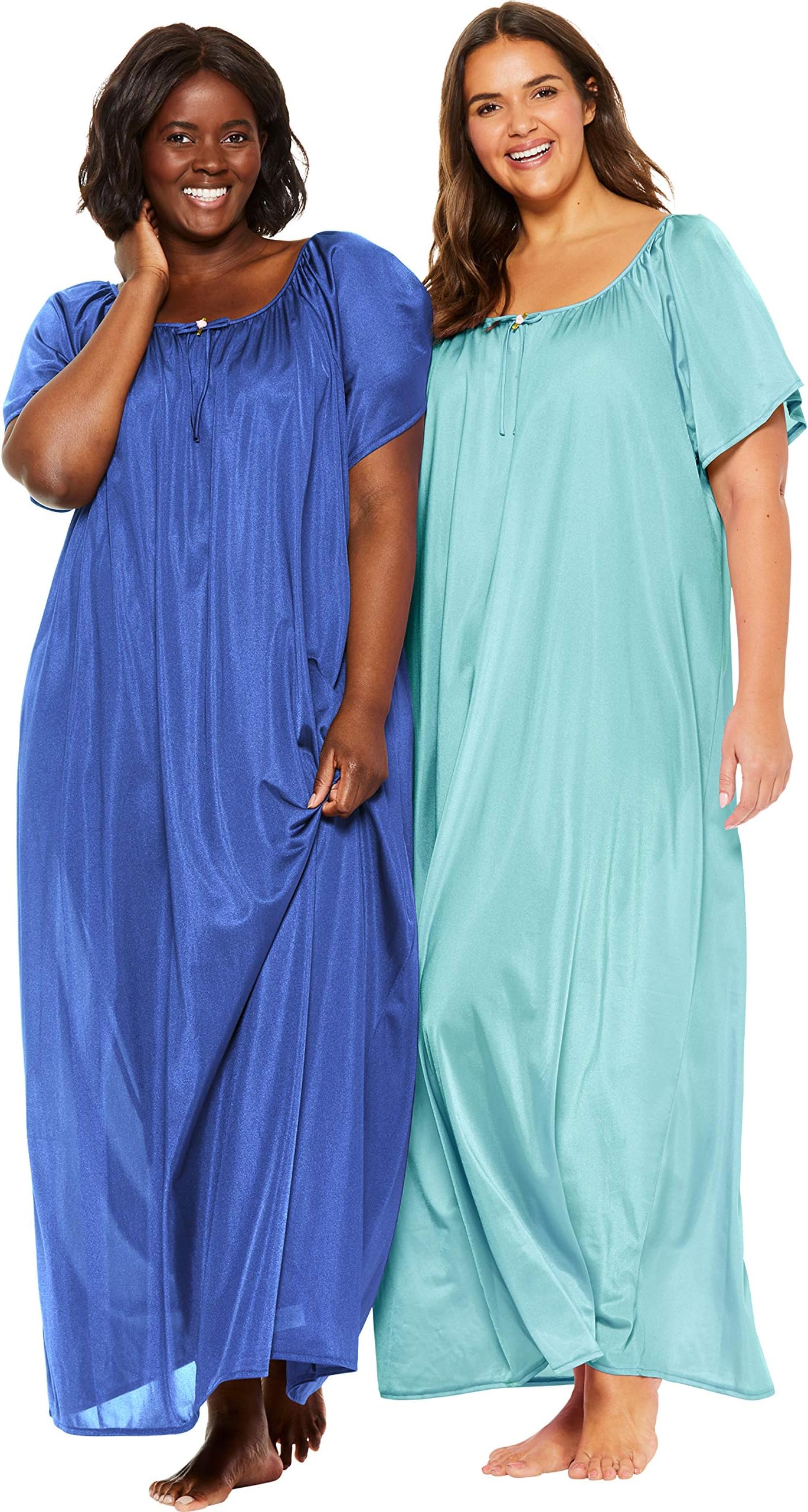 Women's Plus Size 2-Pack Long Silky Gown