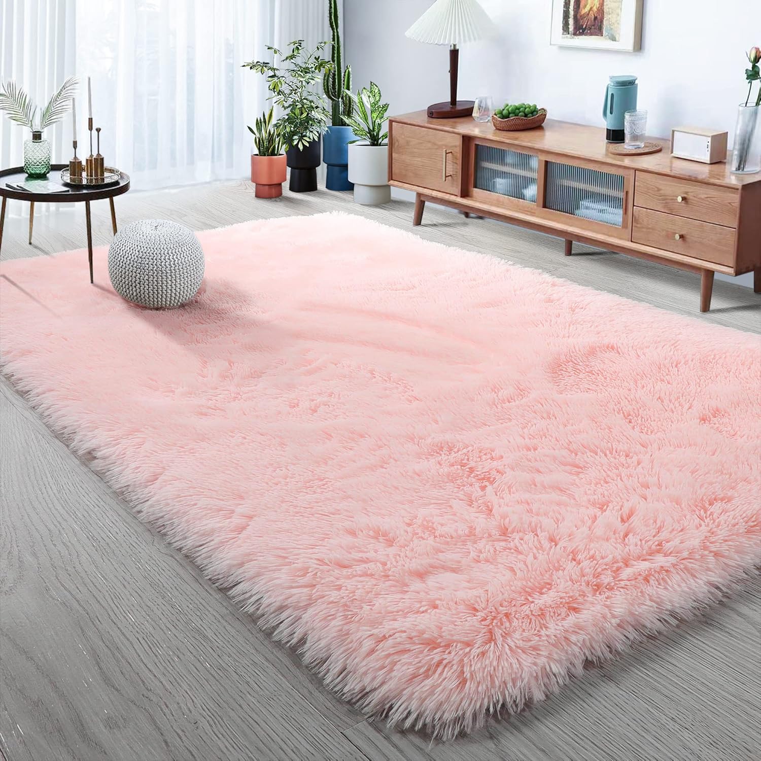 Rugs, Pads & Protectors - RUGVANE Pink Fluffy Area Rug 4x6 for Girls Bedroom,Kawaii Fuzzy Rug for Living Room Decor,Soft Carpet for Nursery Room,Shaggy Rug for Baby Boy Dorm Room,Plush Rug for Playroom,Rectangle,Cute Kids Rug