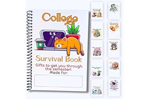 FEATHERSTONE MOTIFS School/College Survival Gift Card Book 5x7 inches with Stickers, Protective PVC Cover, and 20 Double Sided Sticky Dots - 6 Different Cover Design Options (Laptop Cat)