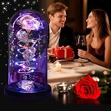 Childom Rotating Rainbow Rose in Glass Dome Light Up Gift view 2