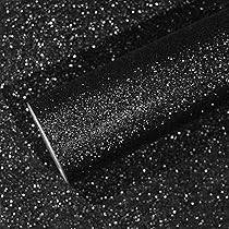 VEELIKE 15.7''x354'' Black Glitter Peel and Stick Wallpaper