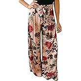 ECOWISH Wide Leg Pants for Women Summer 2026 Palazzo Tropical Floral Casual High Waist Flared Trousers with Pockets