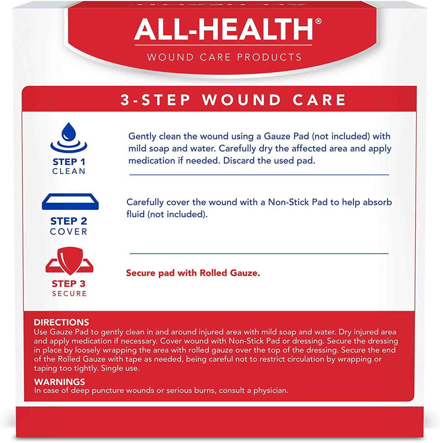 All Health Rolled Gauze Pads, 3 X 2.5 Yds | for Cleaning or Covering Wounds as Wound Dressing, Helps Prevent Infection, 10 Rolls: Health & Personal Care