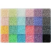 VOOMOLOVE 24 Colors 2mm 12/0 Glass Seed Beads Kit - 15600Pcs Loose Beads with 24-Grid Storage Box | Adult DIY Supplies for Bracelet Jewelry Making