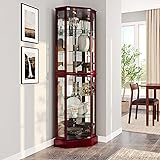 BELLEZE Lighted Corner Display Curio Cabinet Wooden
