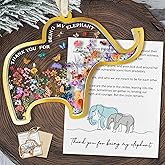 KATLADIZ Thank You Gifts for Women, Sister, Friends, Coworkers - Friendship Elephant Ornament - Christmas, Birthday Gifts for Friends Sisters - Elephant Gift for Women - Acrylic Ornament & Card
