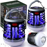 Kittmip 2 Pcs 3 in 1 Bug Zapper USB Rechargeable LED Camp Lantern, Black | Waterproof, Portable Mosquito Repellent, Outdoor, Indoor, SOS Emergency Light for Home, Backyard, Patio