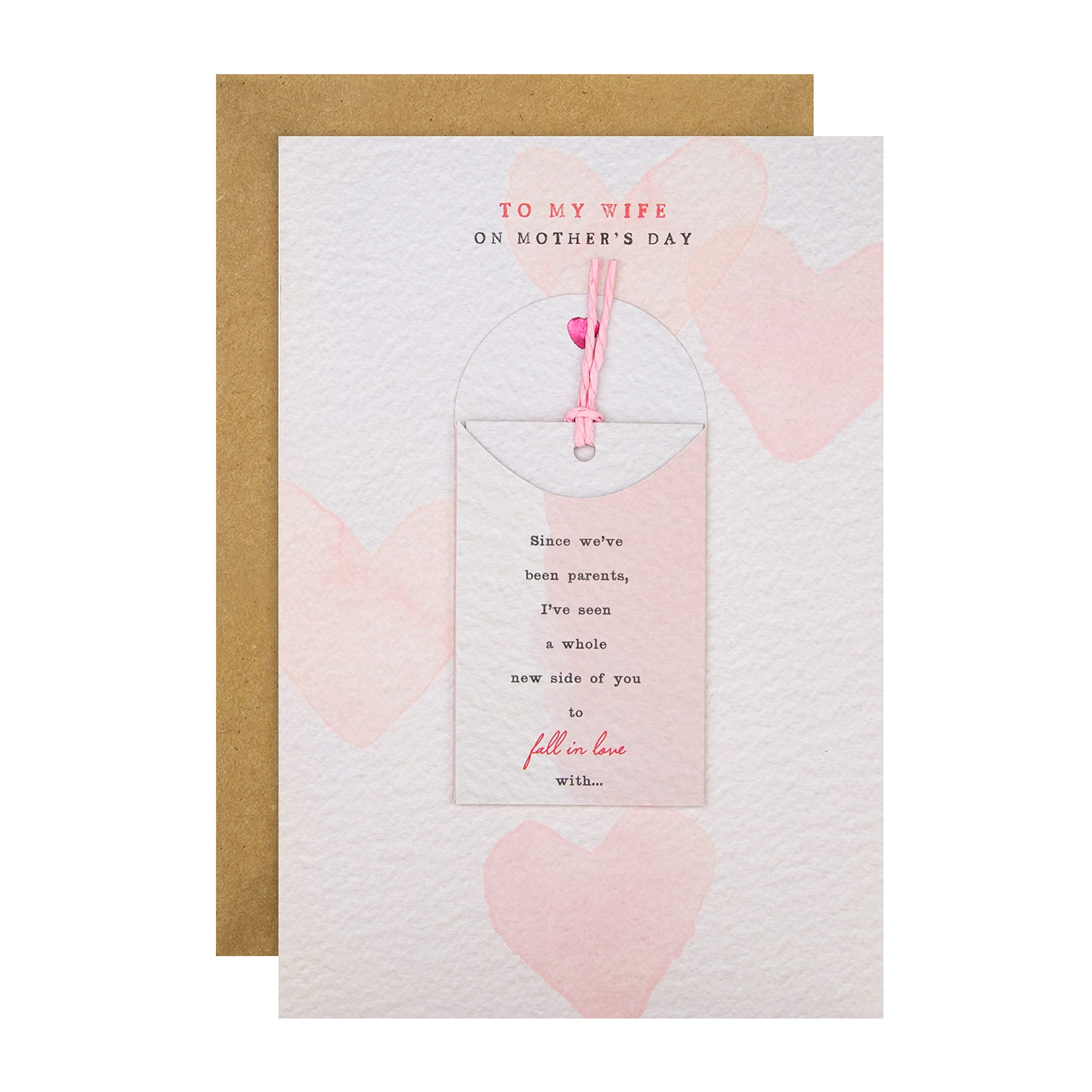 Hallmark Wife Mothers Day Card, Mothers Day Card for Wife, Mothers Day Keepsake, From Husband, Hearts, Pink