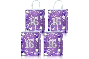 Roselush 16Pcs Sweet 16 Party Favor Bags - Purple Goodie Bags for Happy 16th Birthday Decorations Girl - Sweet Sixteen Treat 