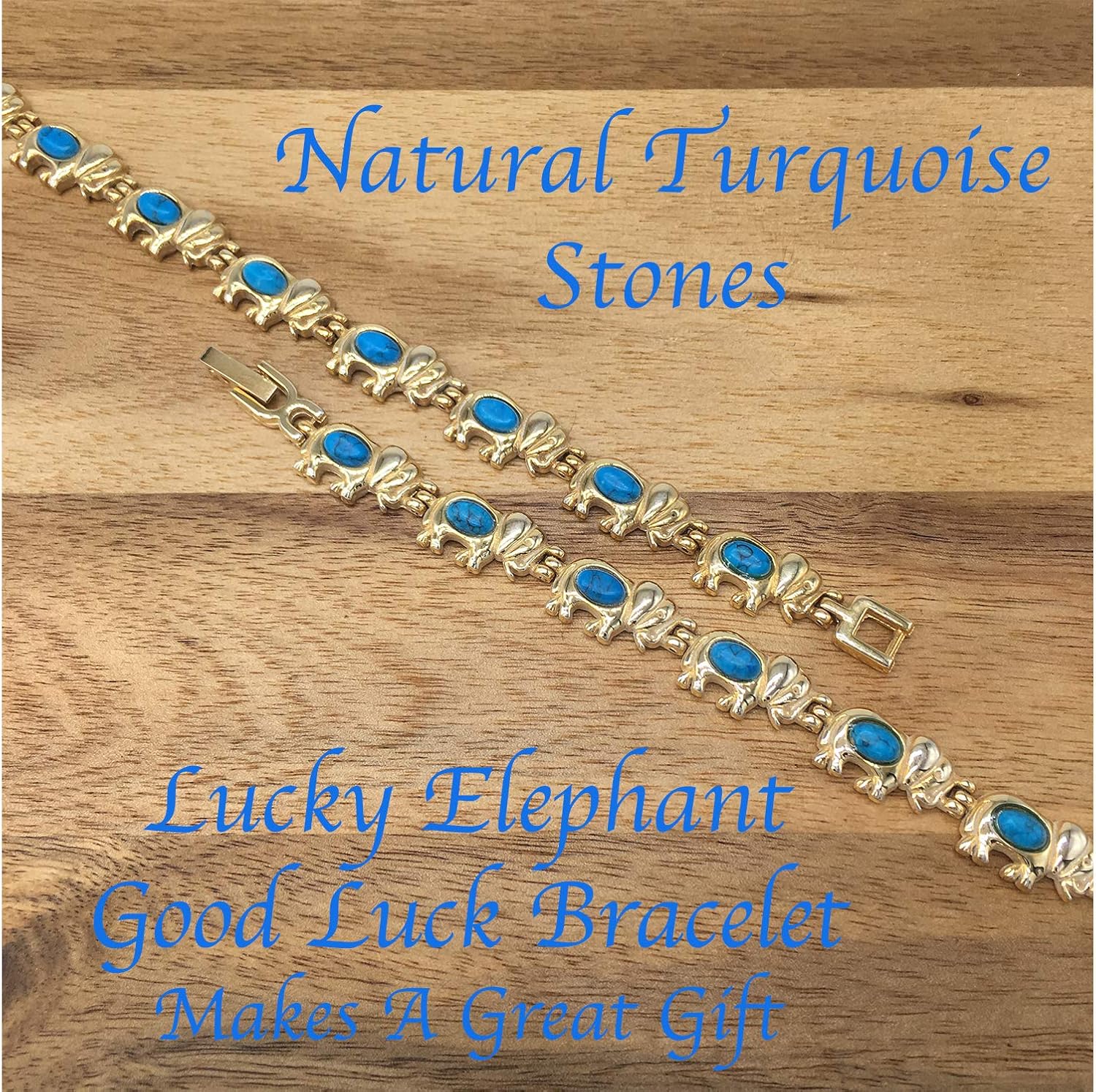 Ladies Magnetic Bracelet for Women - Natural Turquoise Gemstones - Fits Wrists up to 7.5" fully adjustable - with Jewellery Gift Box - Image 3
