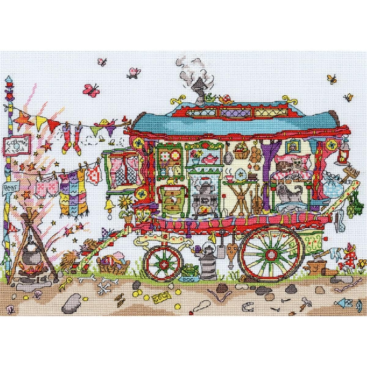 Bothy Threads Cross Stitch Kit - Cut Thru' Gypsy Wagon
