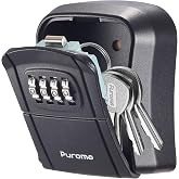 Puroma Key Lock Box Combo Wall-Mounted Storage Safe Lockbox Home Office | Outside, Portable, Wall Mount, Resettable, Combination, Weatherproof, High-capacity, Hold 5 Keys, Contractor Guest Realtor