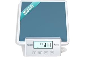 PELEGON Medical Scale (550 lb) Medical Grade Scales for Body Weight - Portable, Smart Scale, 4 Sensors, Remote Display, 12"x12.5" Anti-Slip Surface - for Home, Hospital & Physician Use - lb or kg Settings
