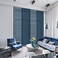 GoDear Design Adjustable Sliding Vertical Blinds for Sliding Glass Doors, Hanging Room Dividers, Extendable Track from 45.8" to 86" W, Trimmable Panel Curtains Up to 96", Semi-Sheer, Blue, Meteor