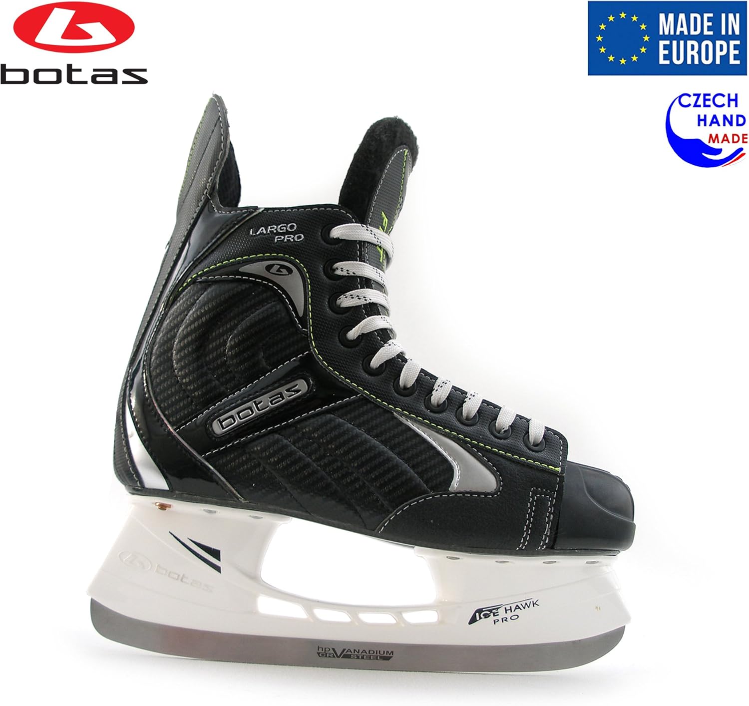 Botas - Largo 571 PRO - Men's Ice Hockey Skates | Made in Europe (Czech Republic) | Color: Black : Sports & Outdoors