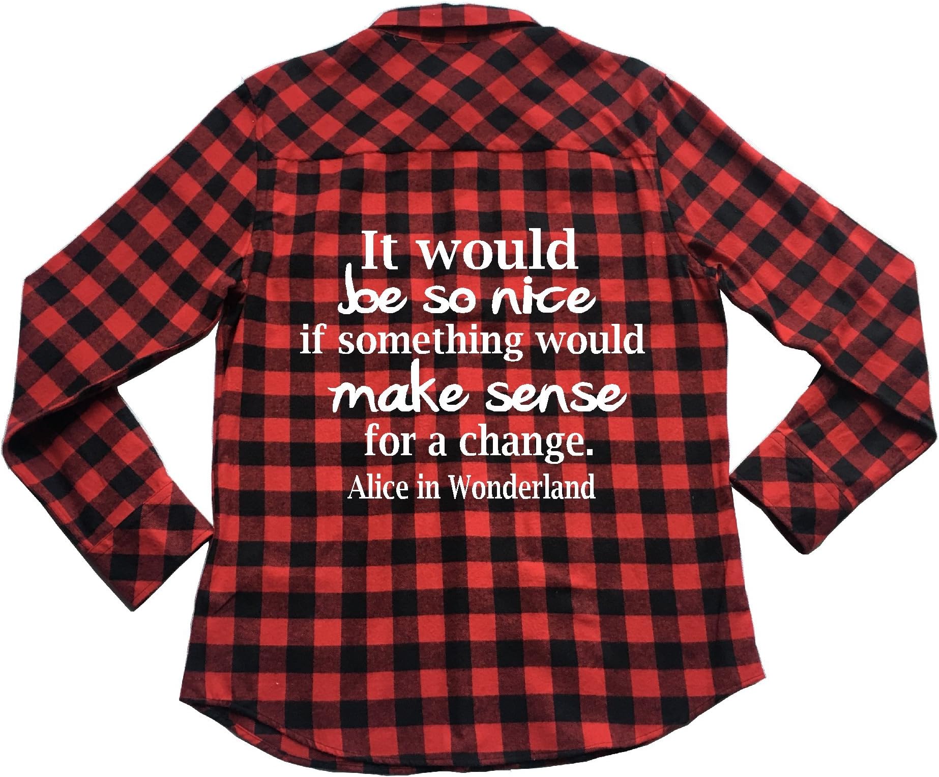 Alice in Wonderland Quote - Unisex Plaid Flannel Shirt