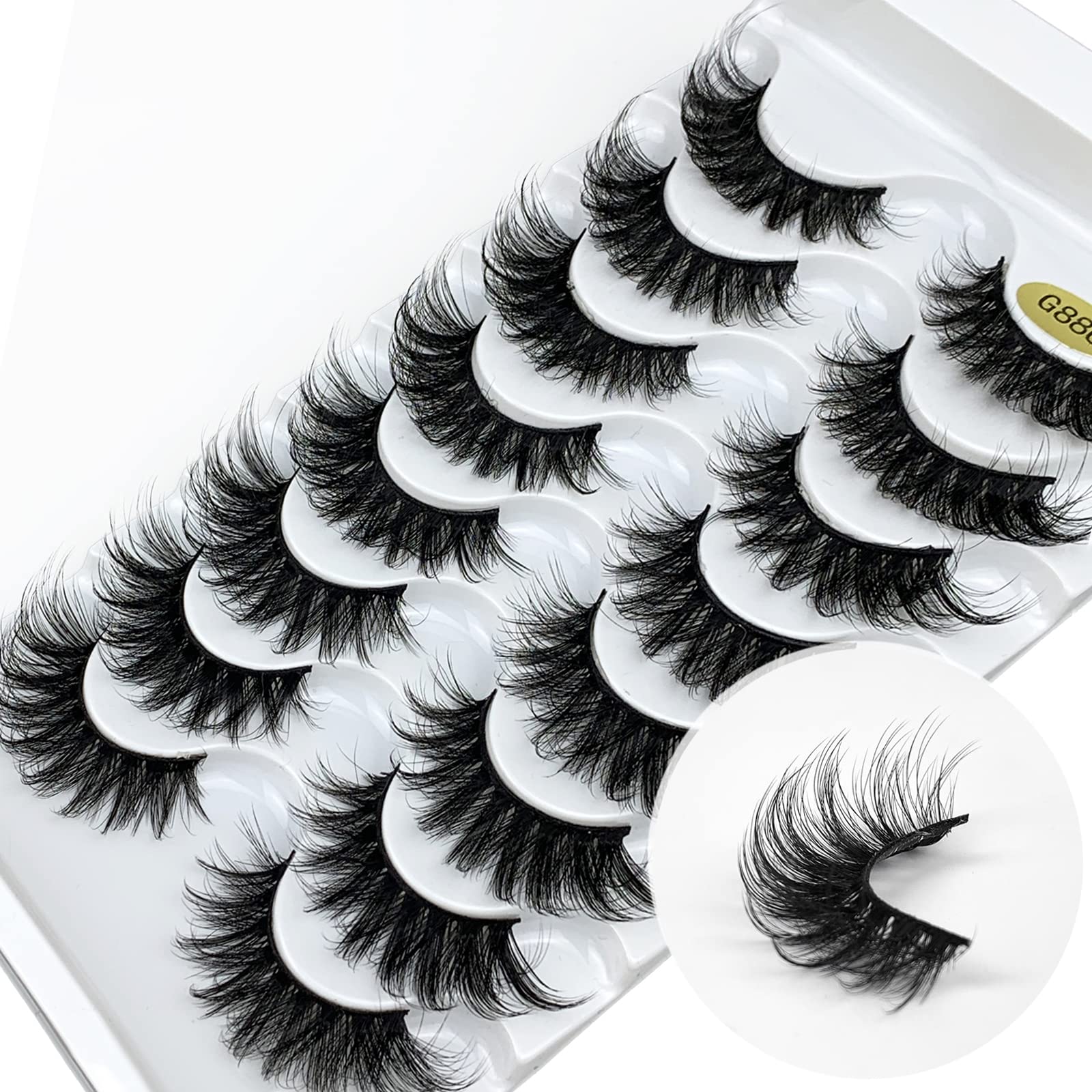 KOKAY False Eyelashes Russian Strip Lashes Faux Mink Lashes 8 Pairs DD Curl, Reusable Fluffy 3D Fake Eyelashes Thick Soft Waterproof for Gift (K006,17MM) — image 1
