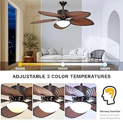 DWVO 52" Tropical Ceiling Fan with Light