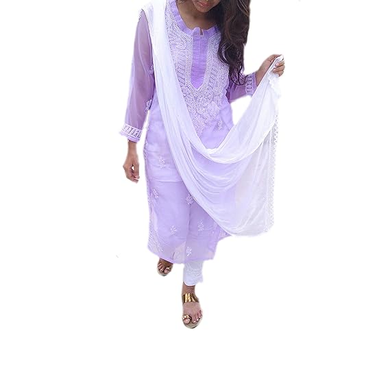 FABRIC GEORGETTE GALA BOOTI CHIKANKARI ONLY KURTI