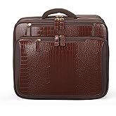 FRANCINE Croco-Style Roller Laptop Tote Bag, Fits Up to 17-Inch Laptop, Wheeled Carry-On Work Travel Bag with Telescoping Handle and Multiple Compartments (Brown)
