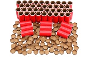 Faccito 50 Pcs Red Firework Tubes 1"x2-1/2"x3/25" Stick Fireworks Pyro Cardboard Tubes and End Plugs for Patriotic 4th of July Party Favors Birthday Wedding Decor