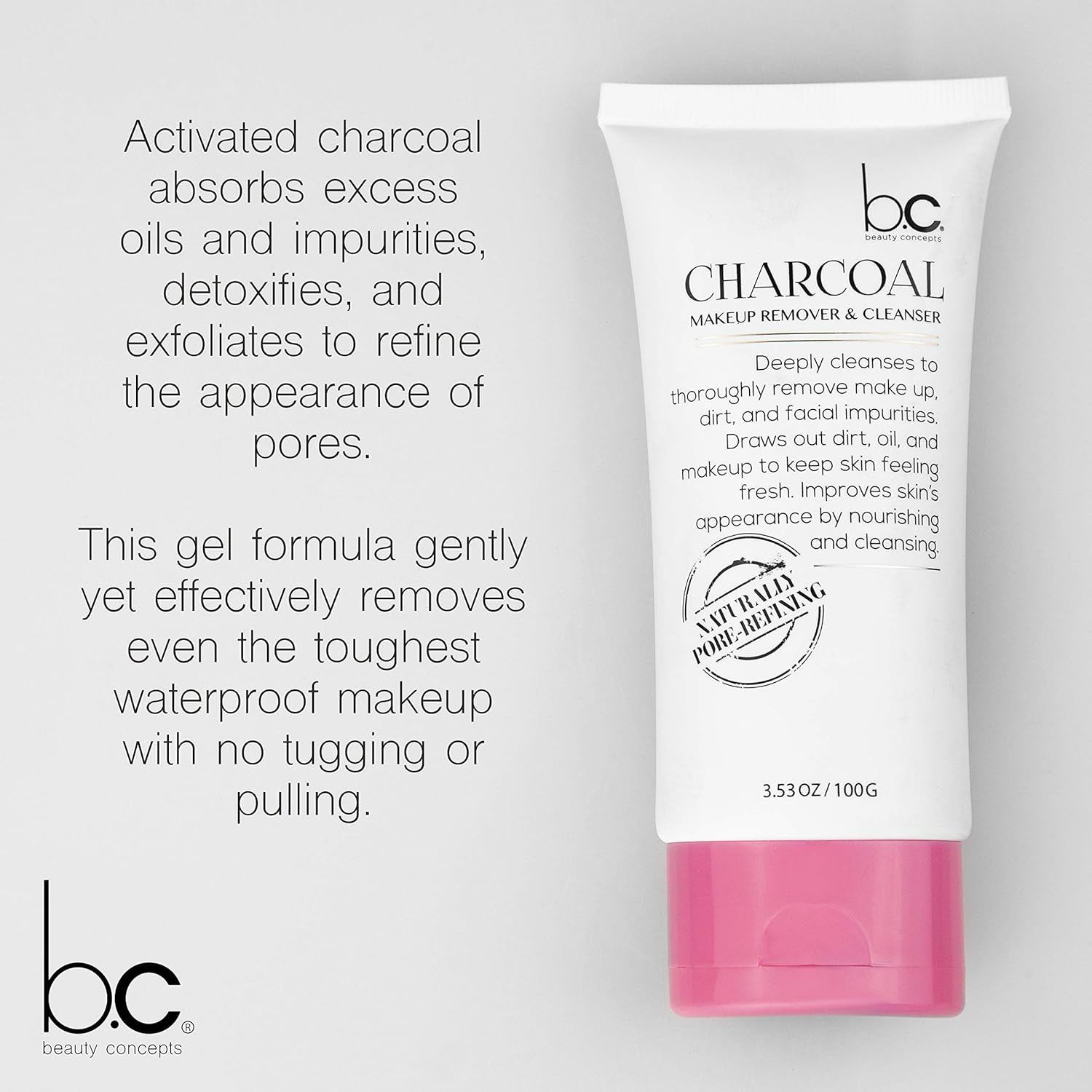 Beauty Concepts Charcoal Makeup Remover Cream and Face Cleanser Deeply Cleanses and Removes Impurities, Facial Wash, Face Wash for Women Makeup Remover 3.53 oz / 100 gm : Beauty