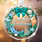 Christmas Ornaments Beach Ornaments for Christmas Tree House Decor Beach Themed Gifts for Women Men Friends Family Coastal Seashell Xmas Decorations Home Birthday Glass Ornament 2025