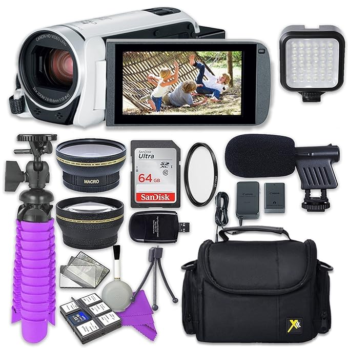 Canon VIXIA HF R800 Camcorder (White) with Sandisk 64 GB