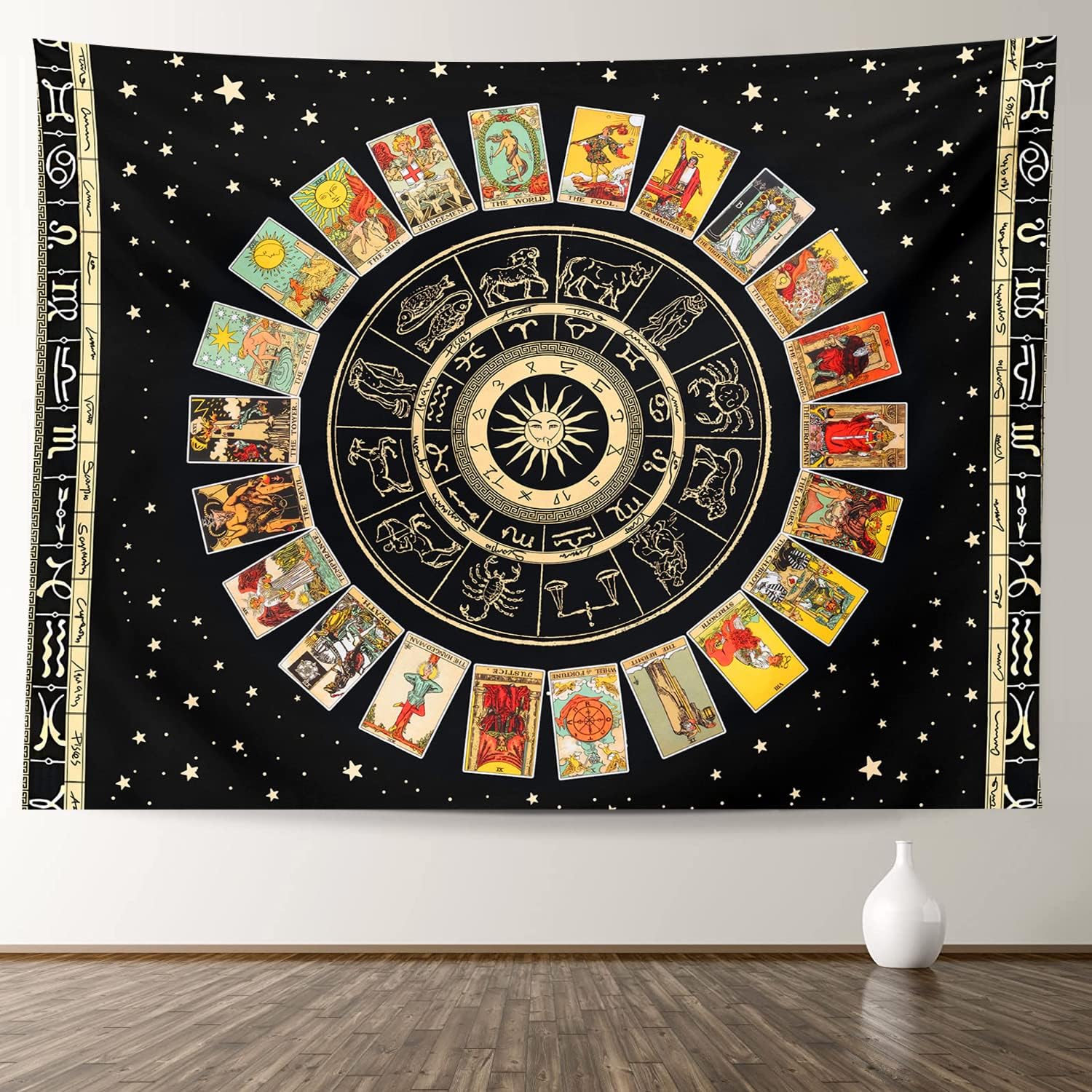 Tapestries - XGXL Tapestry Tarot Zodiac Tapestry - Astrology Tapestry for Bedroom Aesthetic Blanket Black Constallation Tapestry Manta De Tarot College Dorm Room Decor Psychic Tablecloth