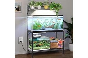 SFESGRER 40-50 Gallon Fish Tank Stand, Aquarium Stand with Power Outlets,36.6" x 18.5"Tabletop, Thickened Metal Frame, Reptile Tank Stand for Home Office, Tank not Included ﻿