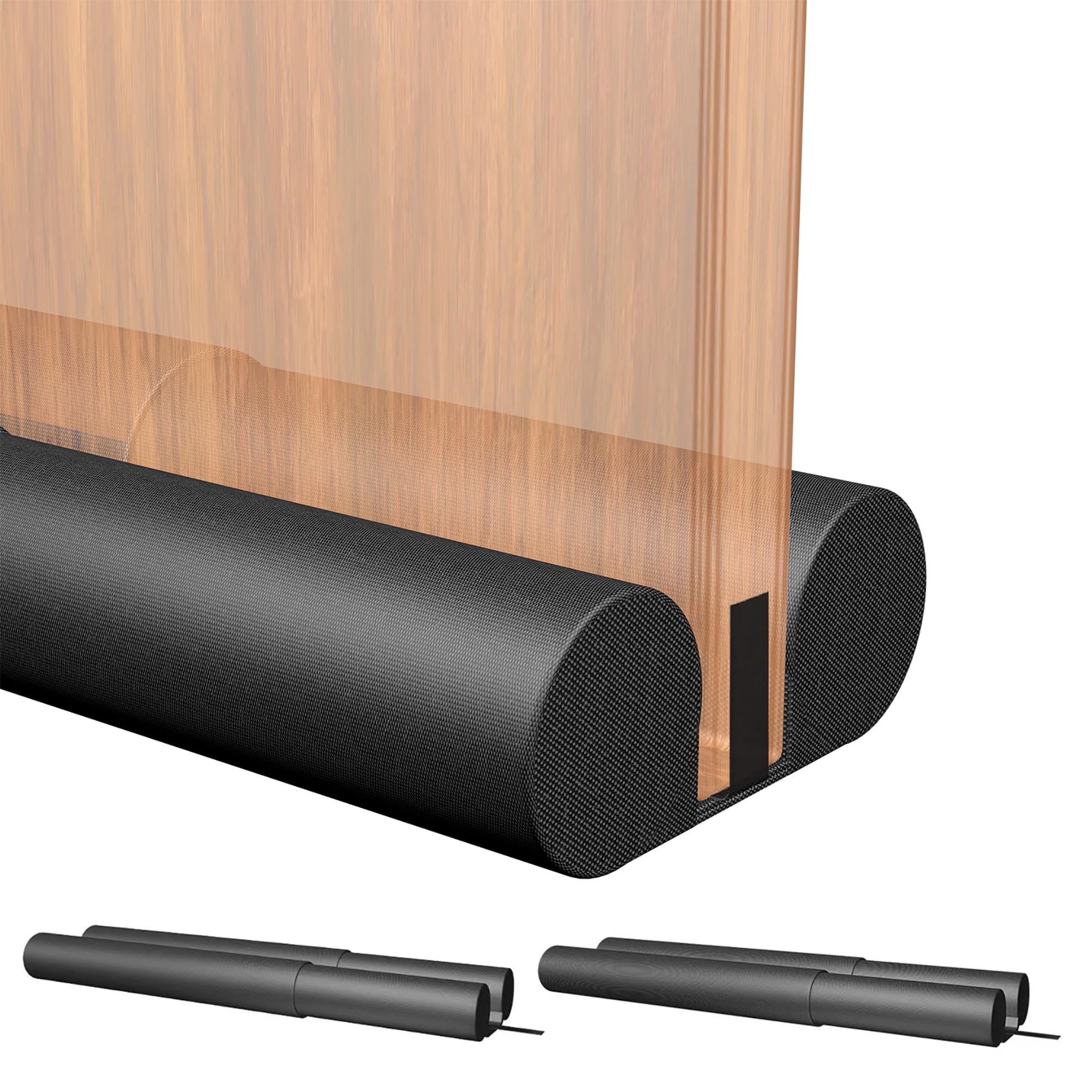 Photo 1 of 2 Pack Large Door Draft Stopper for Bottom of Doors 36 Inch Door Sweep Weather Stripping Noise Blocker Under Door Draft Noise Black Stoppers Adjustable Twin Door Sweep Draft (2 Pack)