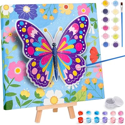 Nadolig 3D Butterfly Paint by Numbers Kit for Kids Girls 5-12