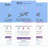 Secret Clinical Strength Antiperspirant Deodorant for Women, 100hr Sweat & Odor Protection, 3X Stress Protection with Hyaluronic Acid, PH Balanced, Clear Gel, Clean Lavender Scent, 1.6 oz (Pack of 3)